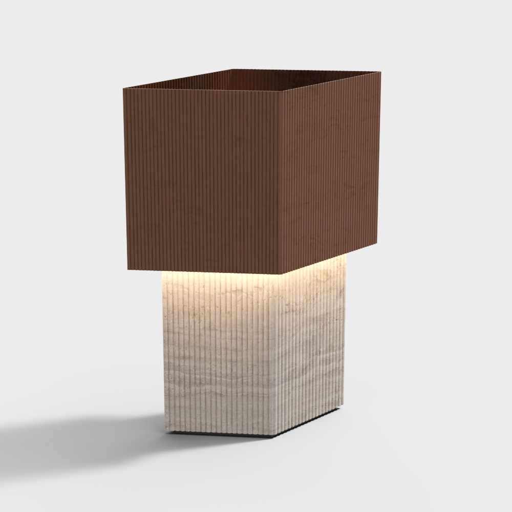 Minimalist Industrial Table Lamp 3D Model – Metal & Marble