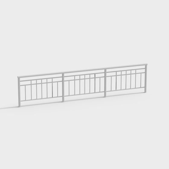 Gray Metal Guardrail 3D Model
