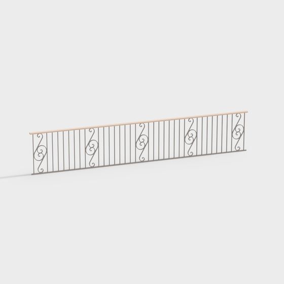 Elegant Scroll Railing 3D model