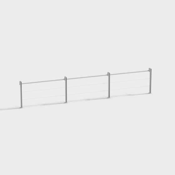 Metal Guardrail 3D Model in Gray