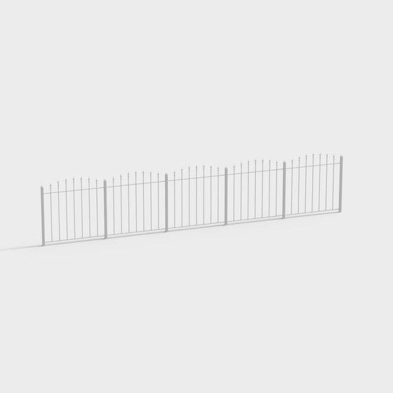 Elegant Low-Poly Iron Fence 3D model