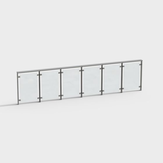 Elegant Low-Poly Glass Railing 3D model
