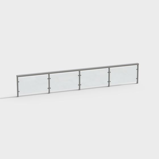 Stylish Glass Railing 3D model for Interior Spaces