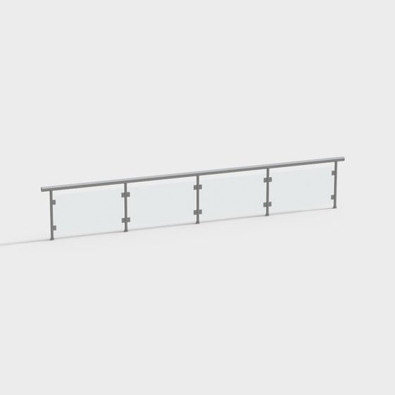 Elegant Glass Railing 3D Model Design