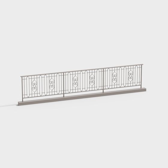Intricate Wrought Iron Railing 3D model