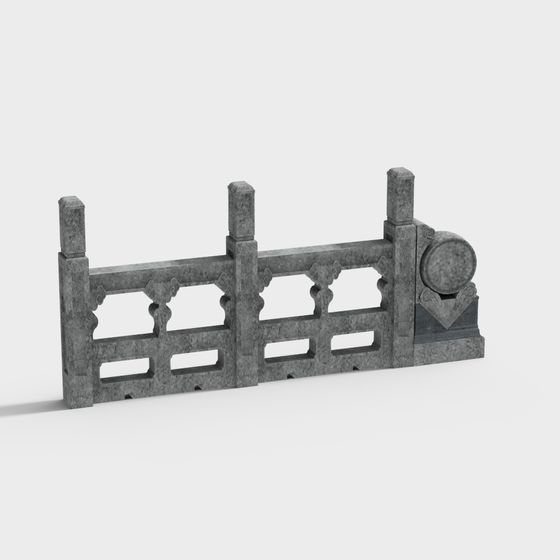 Low Poly Stone Bridge Railing 3D model for Creative Projects