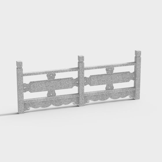 Traditional Stone Railing 3D model for Creative Projects