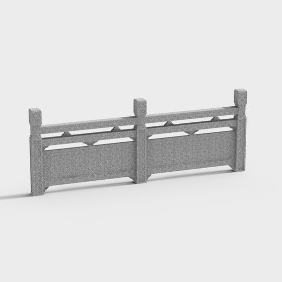 Ancient Stone Railing 3D Model