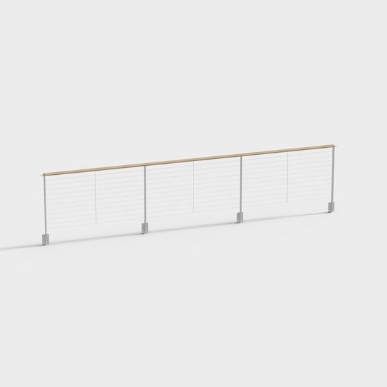 Sleek Low-Poly Metal Railing 3D model