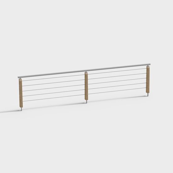 Minimalist Metal Railing 3D Model