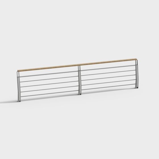 Gray Metal Guardrail 3D Model