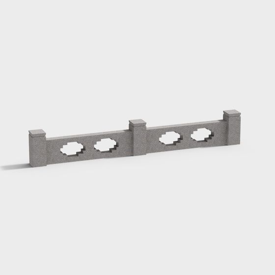 Brown Stone Guardrail 3D Model for Outdoor Safety