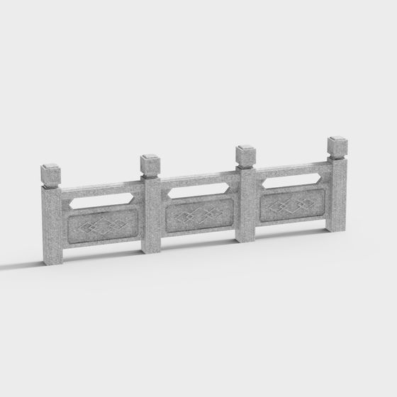 Ancient Charm Stone Railing 3D model