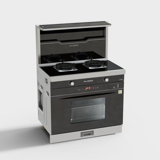 Stylish Integrated Stove 3D model for Contemporary Kitchens