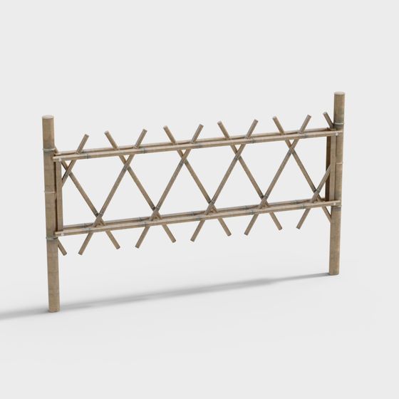 Realistic Bamboo Fence 3D Model