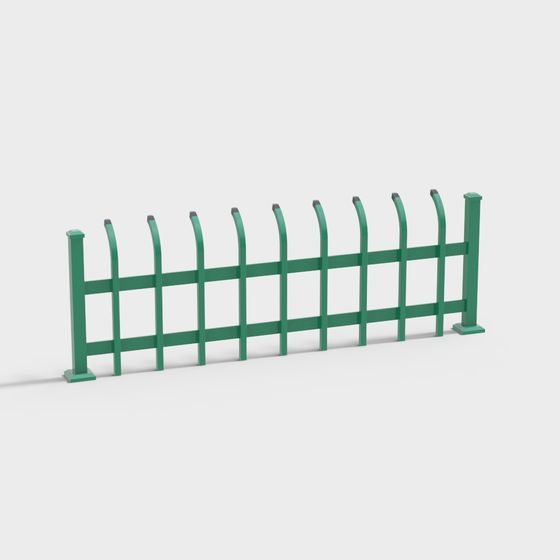 Stylish Low-Poly Green 3D Fence Model