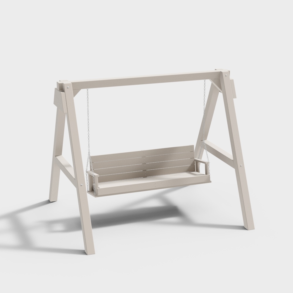 Charming Swing 3D Model – Low-Poly Wooden Design