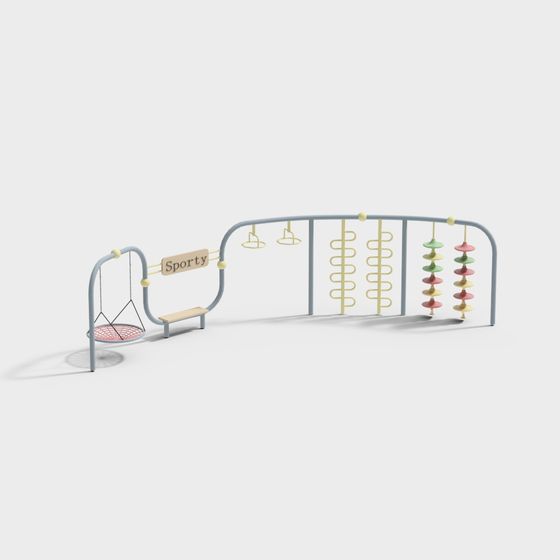 Colorful Playground Equipment 3D model for Kids' Spaces