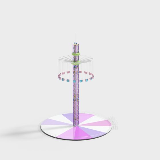 Colorful Rotating Swing Tower 3D model