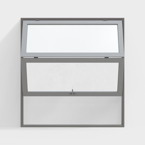 Gray Folding Windows 3D Model for Decorative Spaces