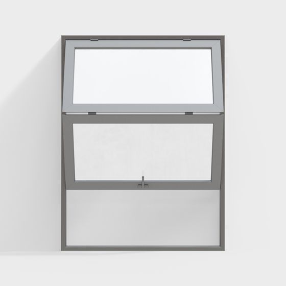 Folding Windows 3D Model in Gray for Decorative Use