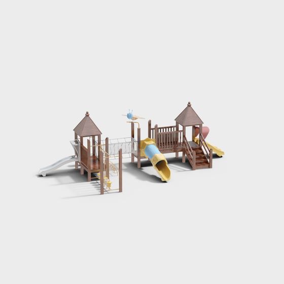 Charming Low-Poly Children's Playground 3D Model