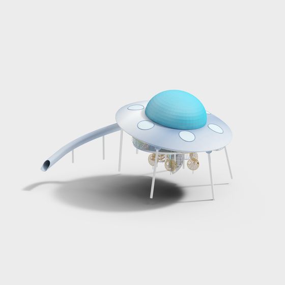 Futuristic UFO 3D model with Low Poly Design
