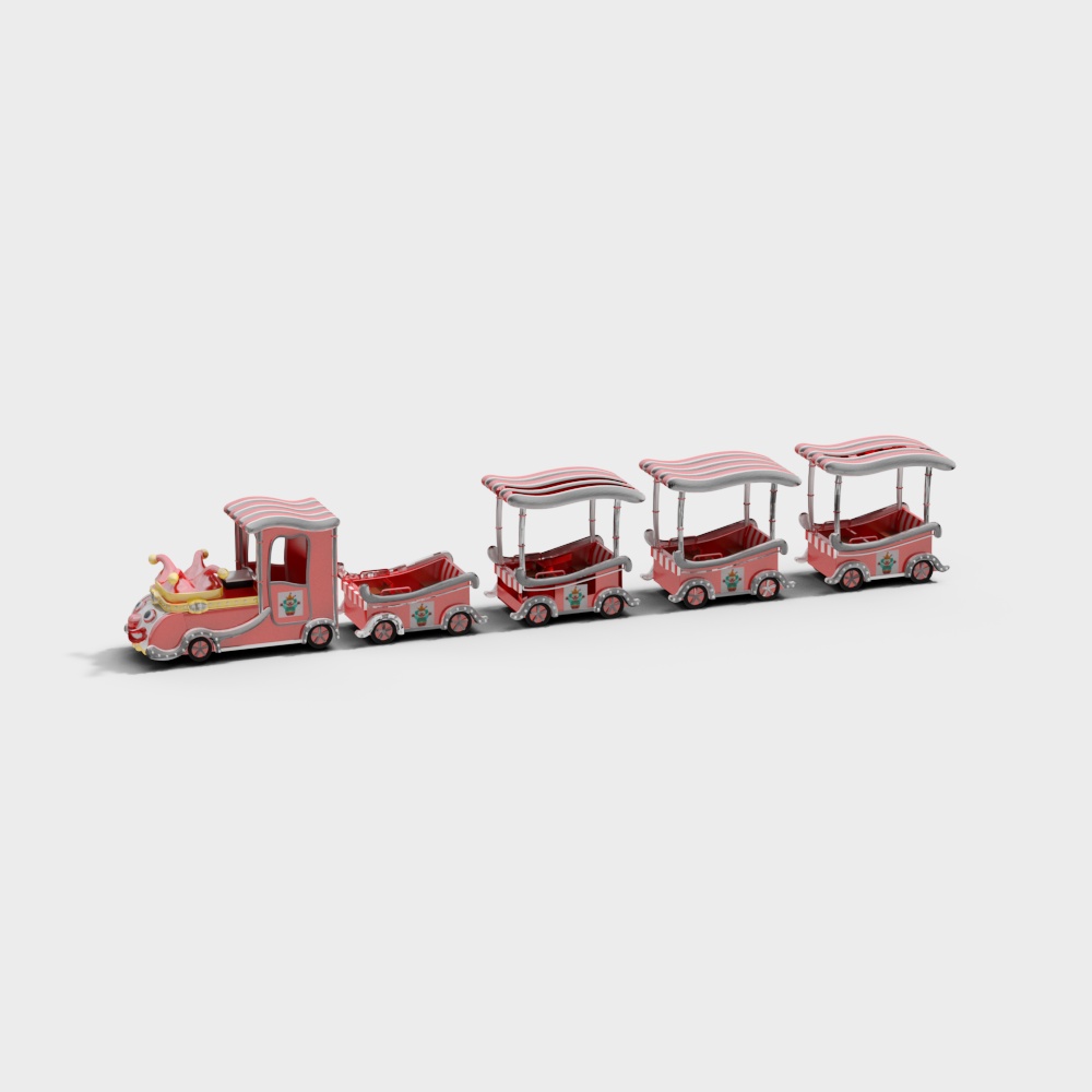 Charming Low-Poly Pink Train 3D model