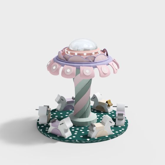 Whimsical Low-Poly Carousel 3D model