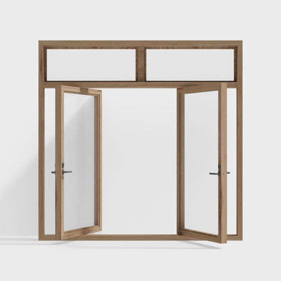 Folding Windows 3D Model in Brown