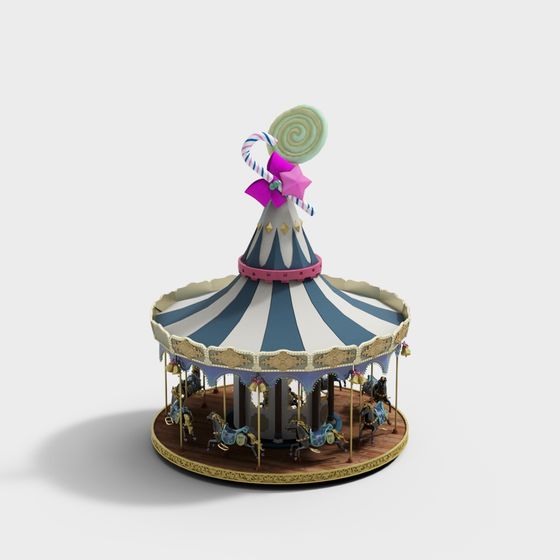 Charming Carousel 3D Model in Candy Land