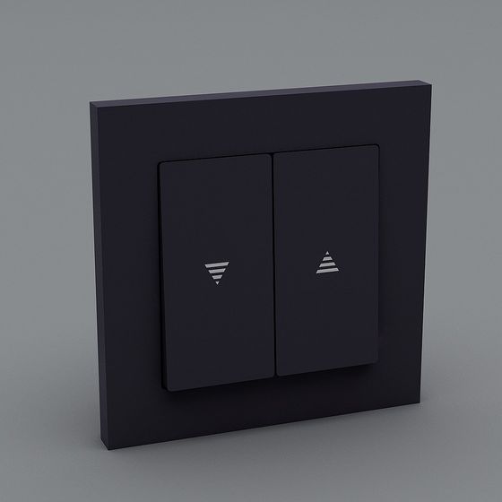 Sleek Minimalist Dual Switch Panel 3D model
