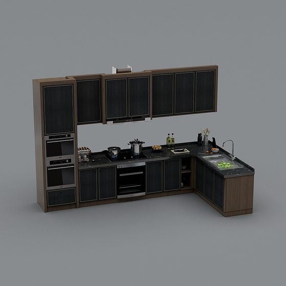 Chic Low-Poly Kitchen 3D Model for Modern Spaces