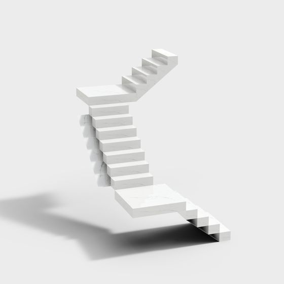 Elegant Low-Poly Marble Staircase 3D model