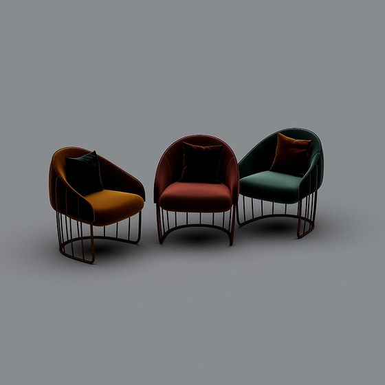 Stylish Low-Poly Chair Set 3D model