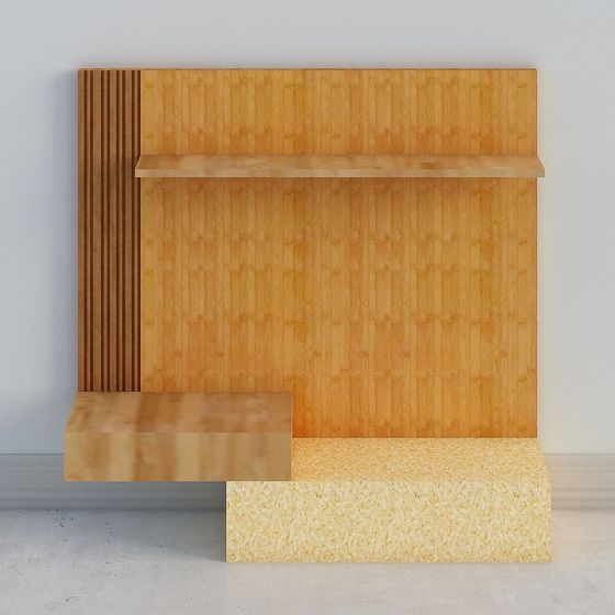 Wooden Wall-Mounted Bookshelf 3D model