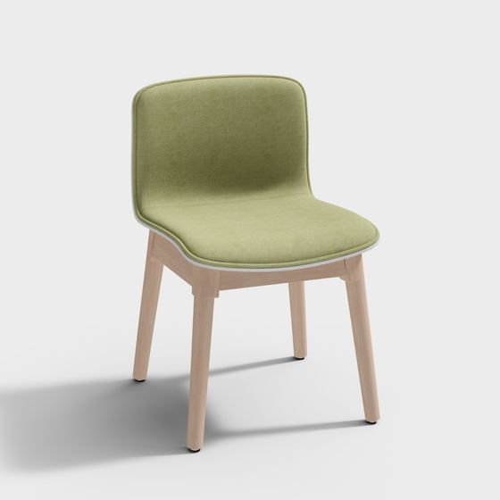 Green Velvet Wood Chair 3D model