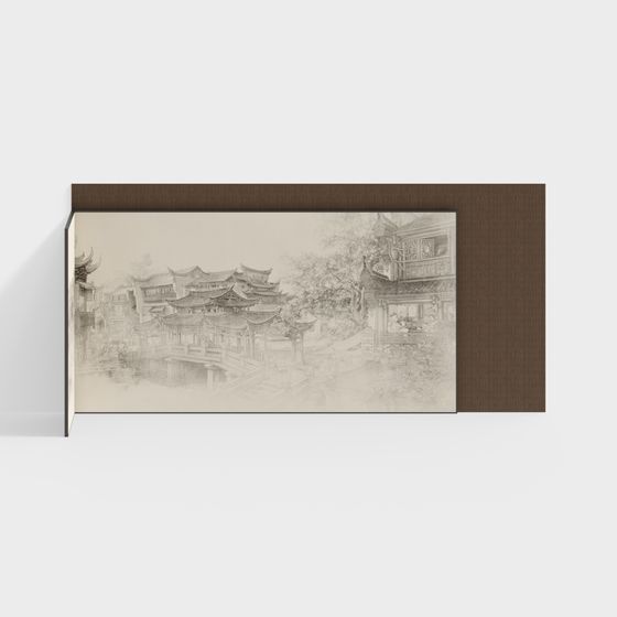 Neo-Chinese Background Wall 3D Model for Elegant Spaces