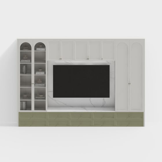 Elegant 3D Model TV Cabinet in Low-Poly Style