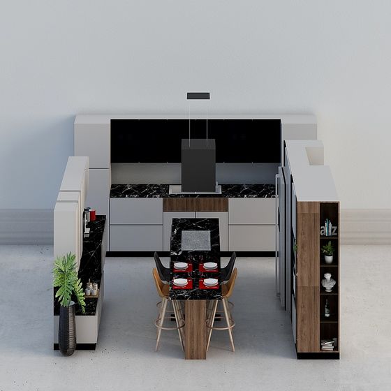 Elegant Low-Poly Kitchen 3D model Design