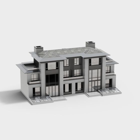 Stylish Low-Polygon Villa 3D Model for Modern Designs