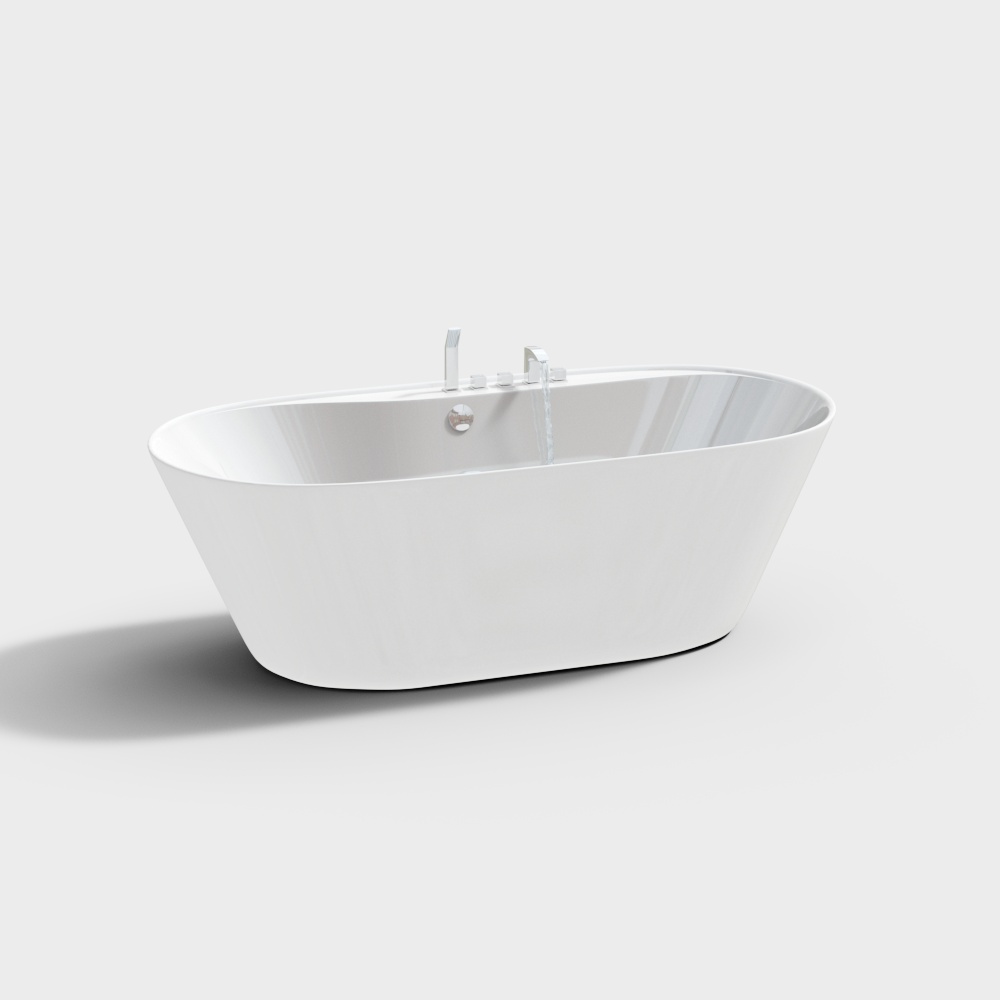 Minimalist 3D Bathtub Model – Glossy Contemporary Design