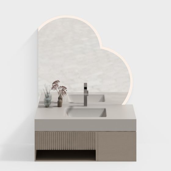Cloud-inspired Bathroom Cabinet 3D model