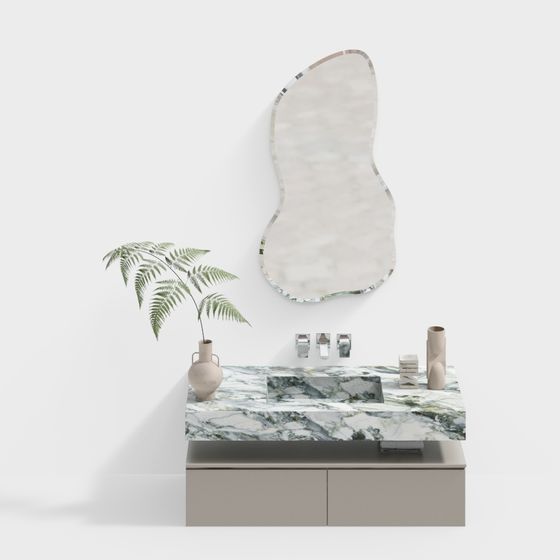 Streamlined Bathroom Vanity 3D model