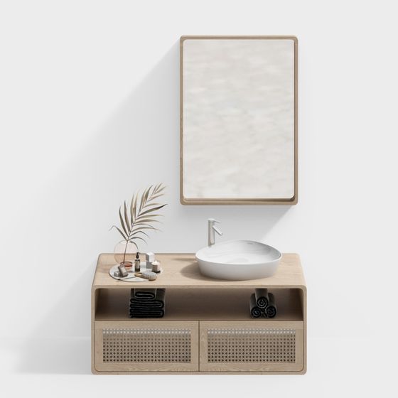 Gabinete de baño de estilo Wabi-Sabi