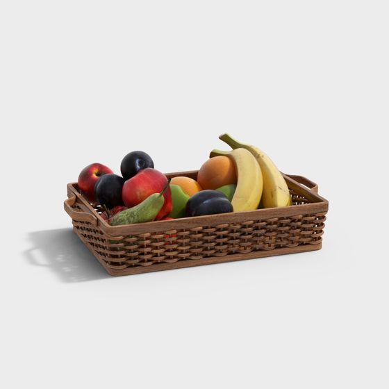 Charming Low-Poly Fruit Basket 3D model