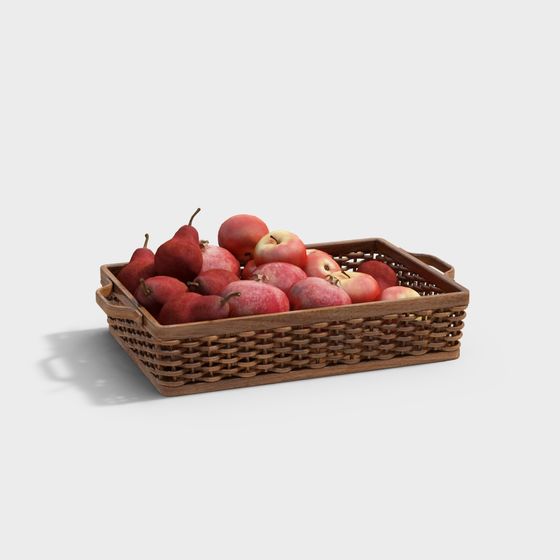 Realistic Low-Poly Fruit Basket 3D model