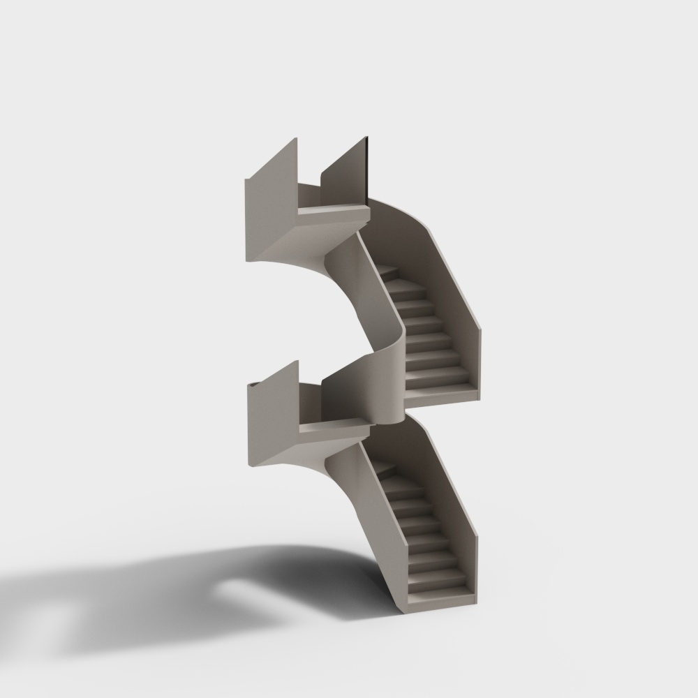 Wabi-sabi cream-style spiral staircase