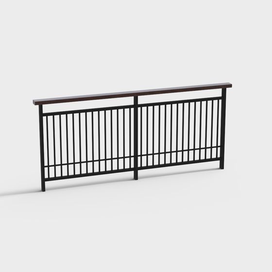 Modern Black Metal Guardrail 3D Model