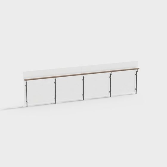 Stylish Glass Railing 3D model for Contemporary Spaces